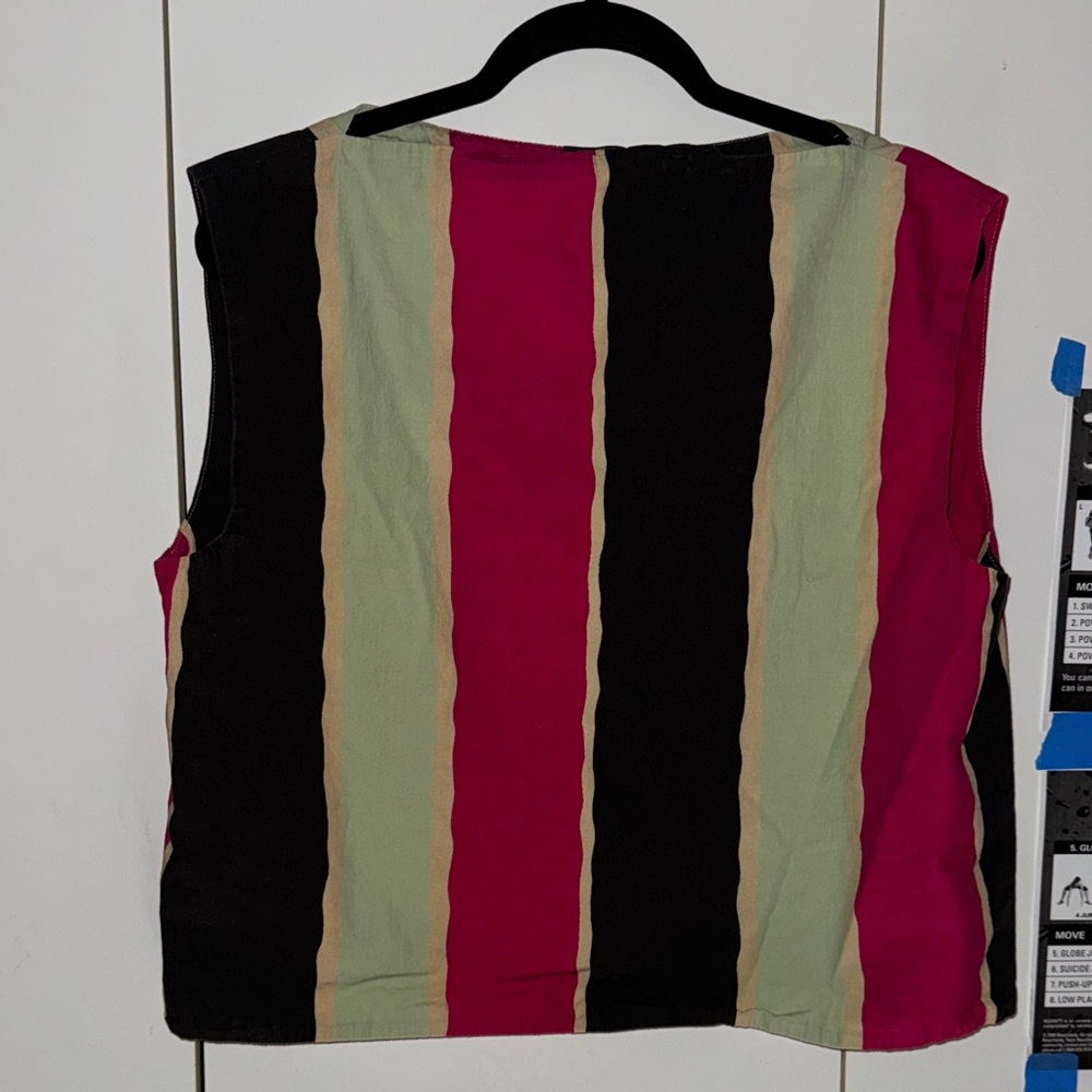 PRADA Striped Sleeveless Top - Black, Fuchsia, Mint Green